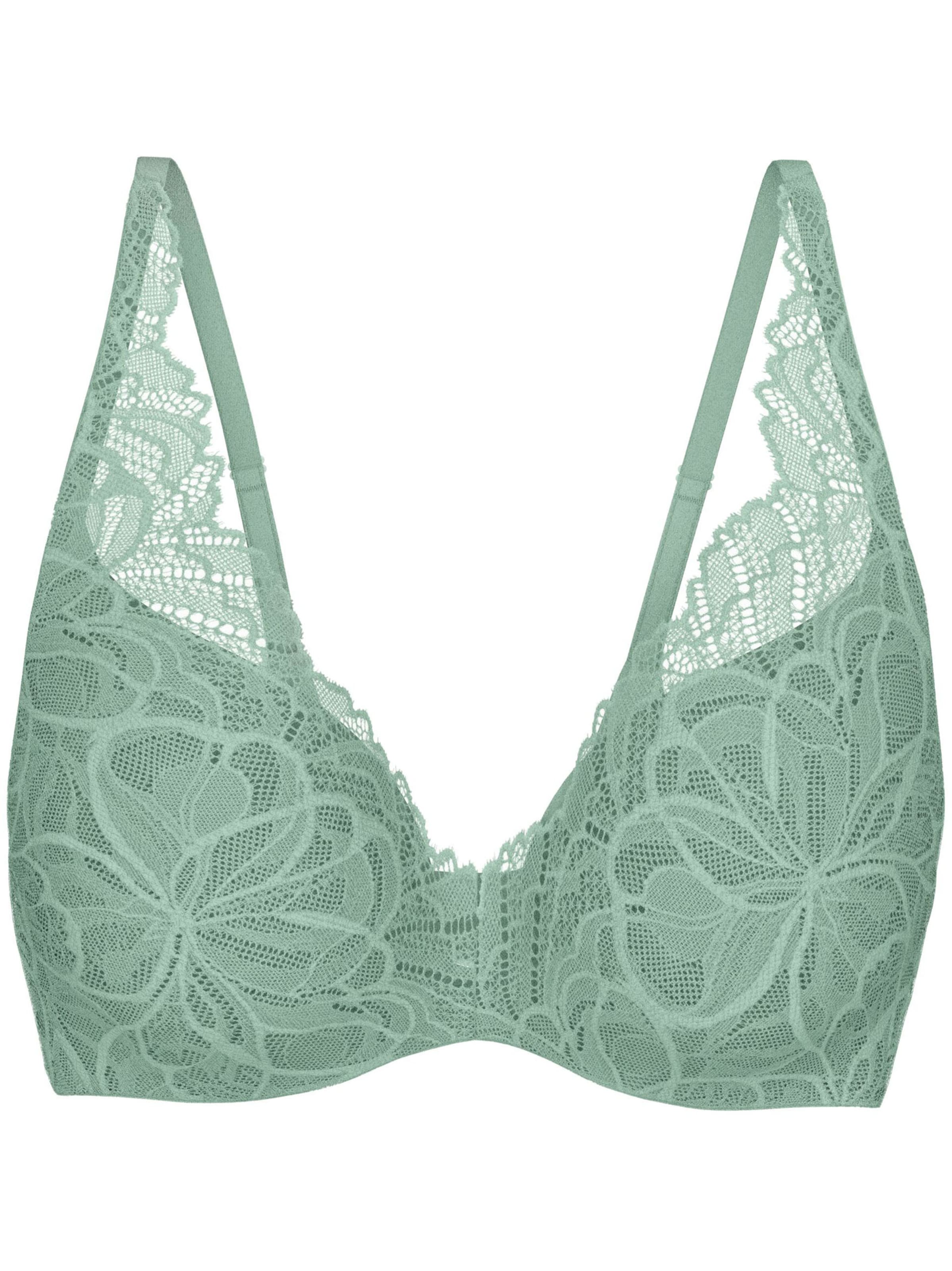 TRIUMPH Bustier BH ' Body Make-Up Illusion Lace ' in Groen: voorkant