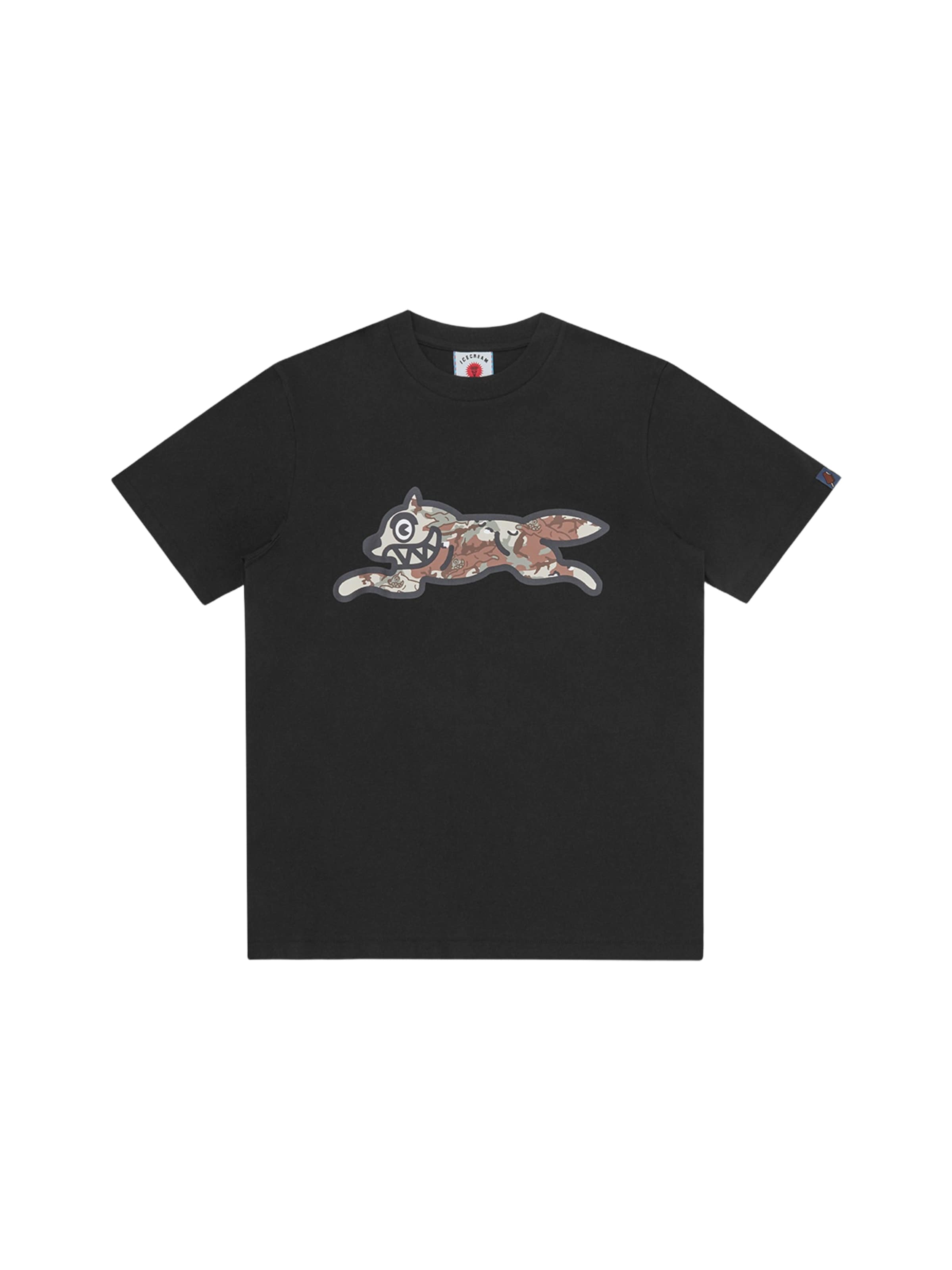 ICECREAM T-Shirt 'Chop Chip Camo Running Dog' in Schwarz: Vorderseite