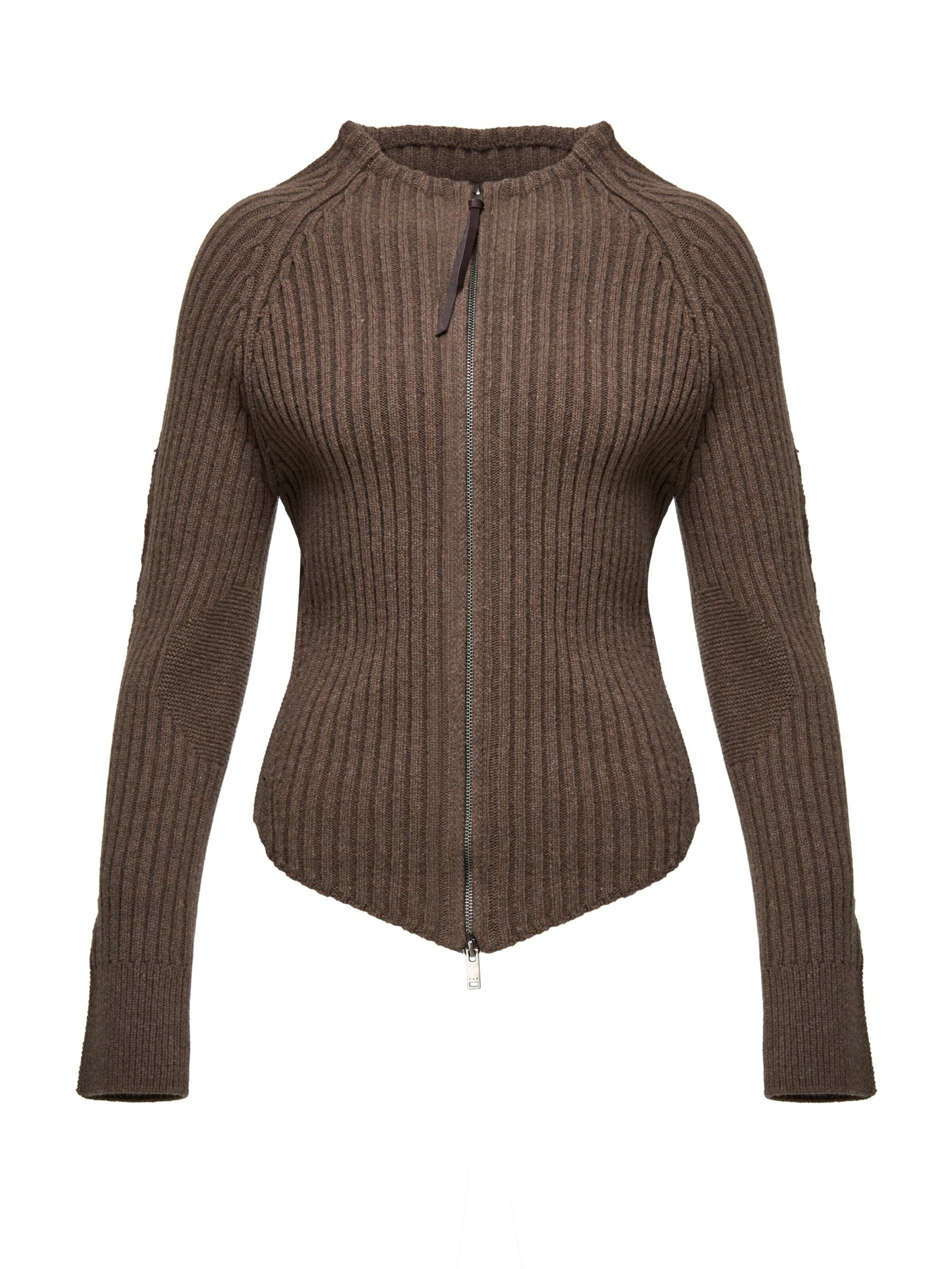 V S P Strickjacke 'Dulcie'‌‌ in Braun: Vorderseite