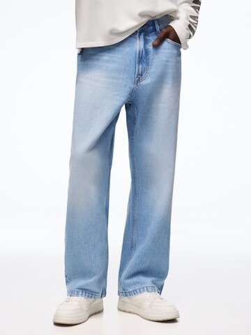 Baggy Jeans de la Bershka pe albastru: față