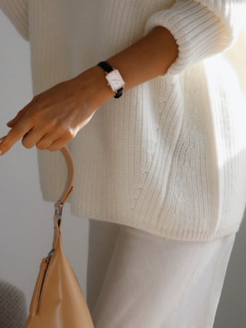 melns Daniel Wellington Analogais pulkstenis 'Quadro Pressed Sheffield RG White': no priekšpuses