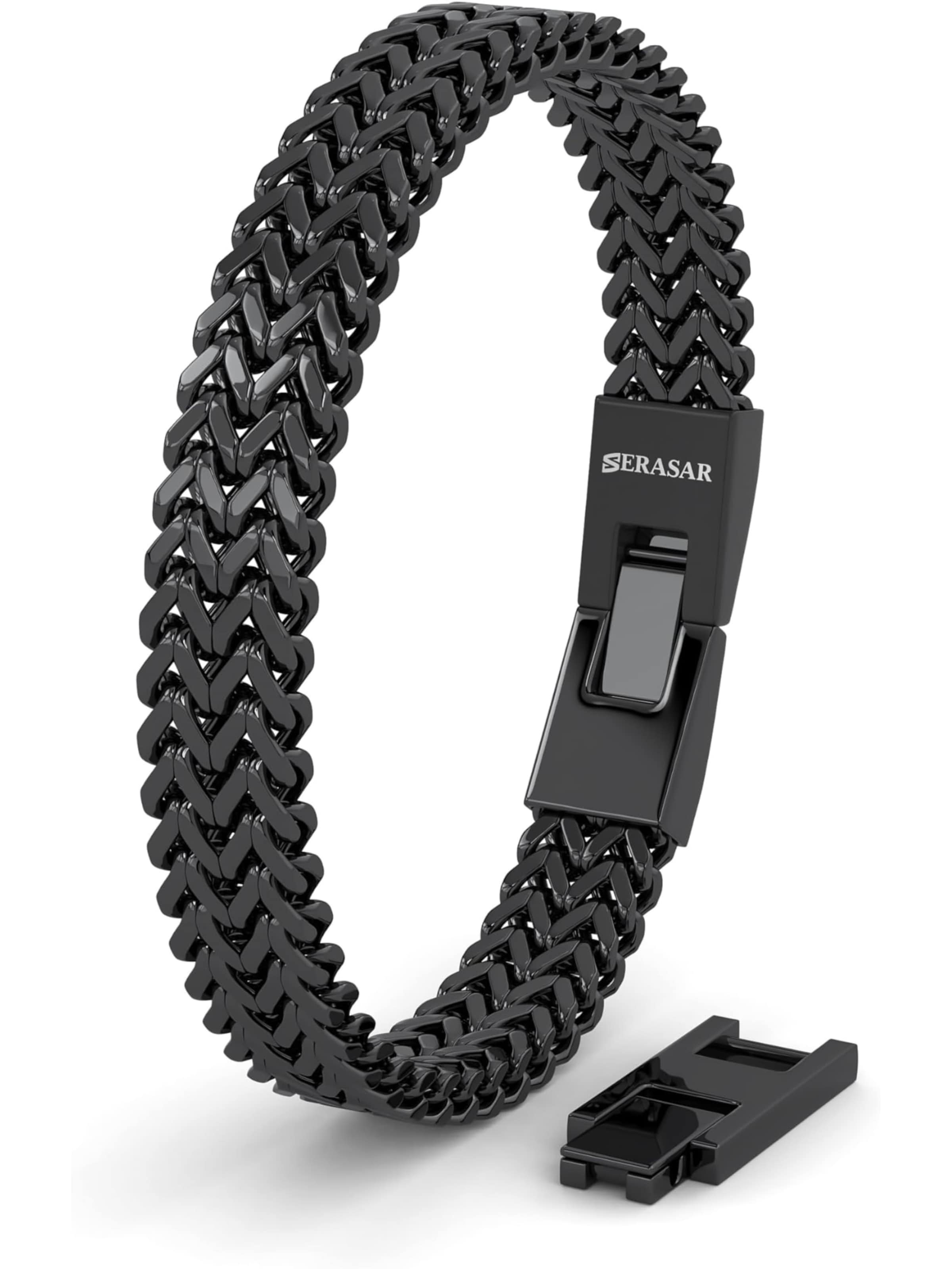 SERASAR Armband 'Edelstahlarmband "Franco"'‌‌ in Schwarz: Vorderseite