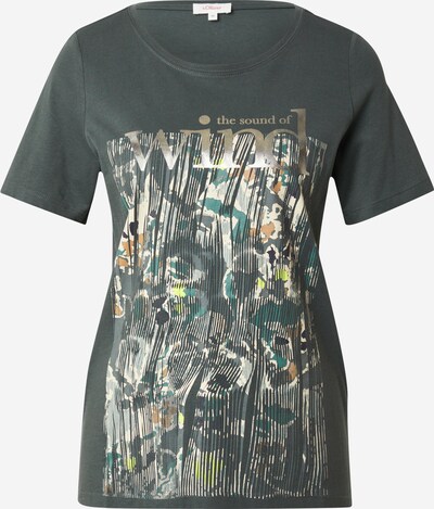 s.Oliver T-shirt en écru / marron / vert foncé / argent, Vue avec produit