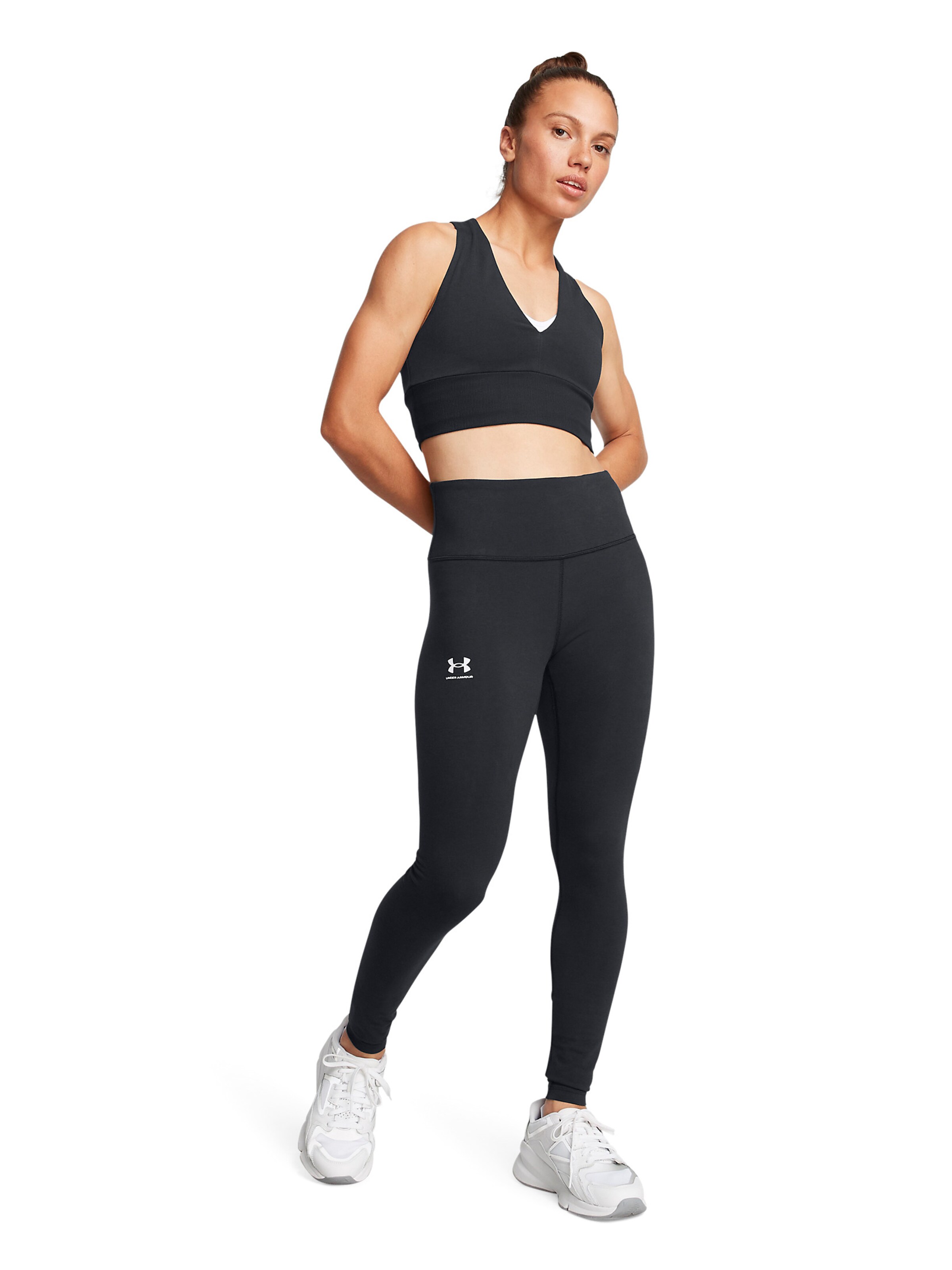 UNDER ARMOUR Skinny Sporthose 'Rival' in Schwarz: Vorderseite