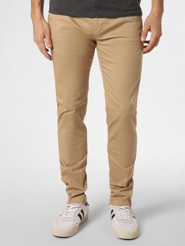 Coupe slim Pantalon chino SCOTCH & SODA en beige : devant