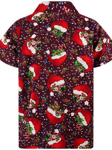King Kameha Regular Fit Hemd 'Christmas Flying Hats' in Rot
