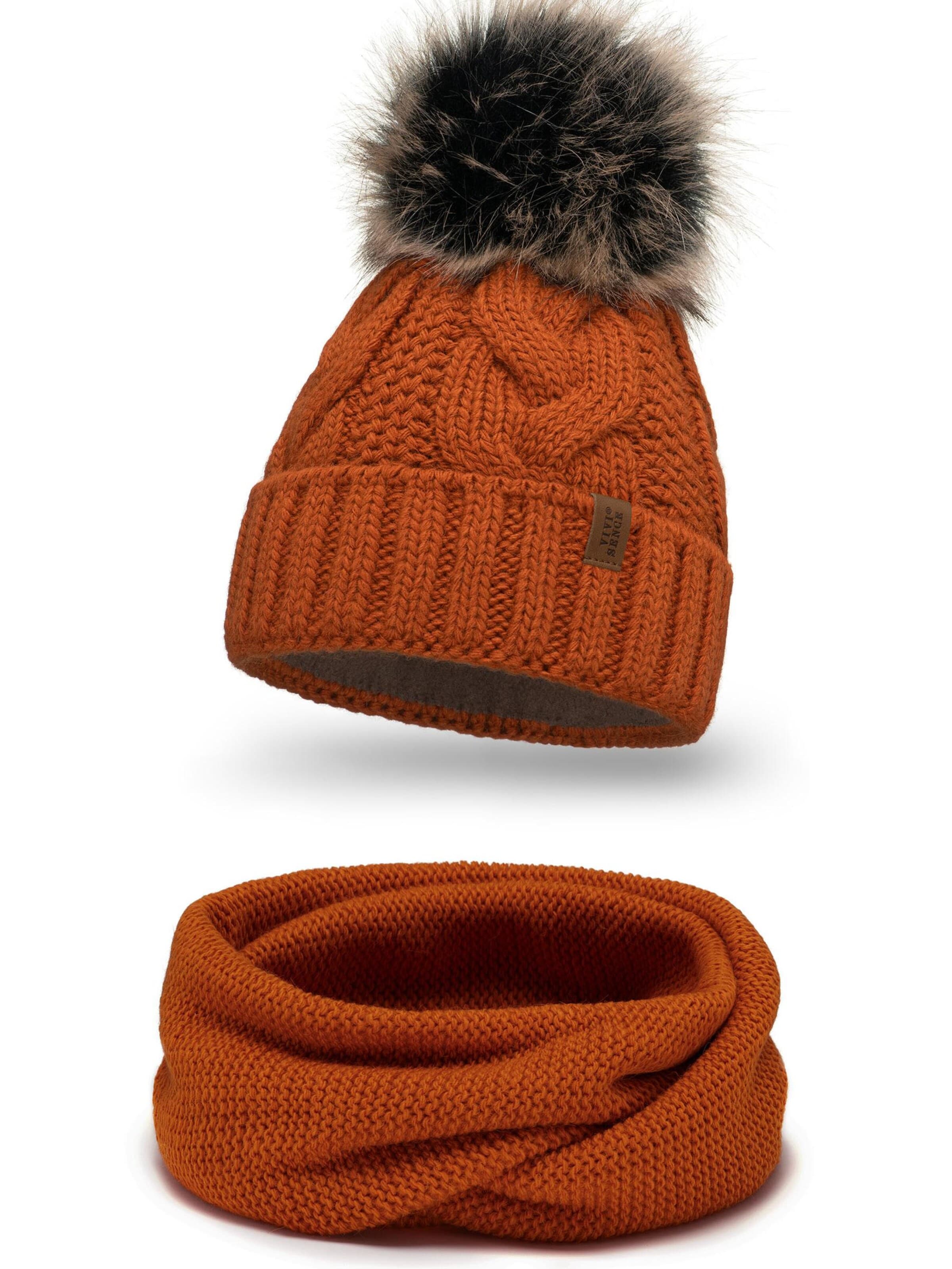 Vivisence Beanie '7014 Set' in Orange: front