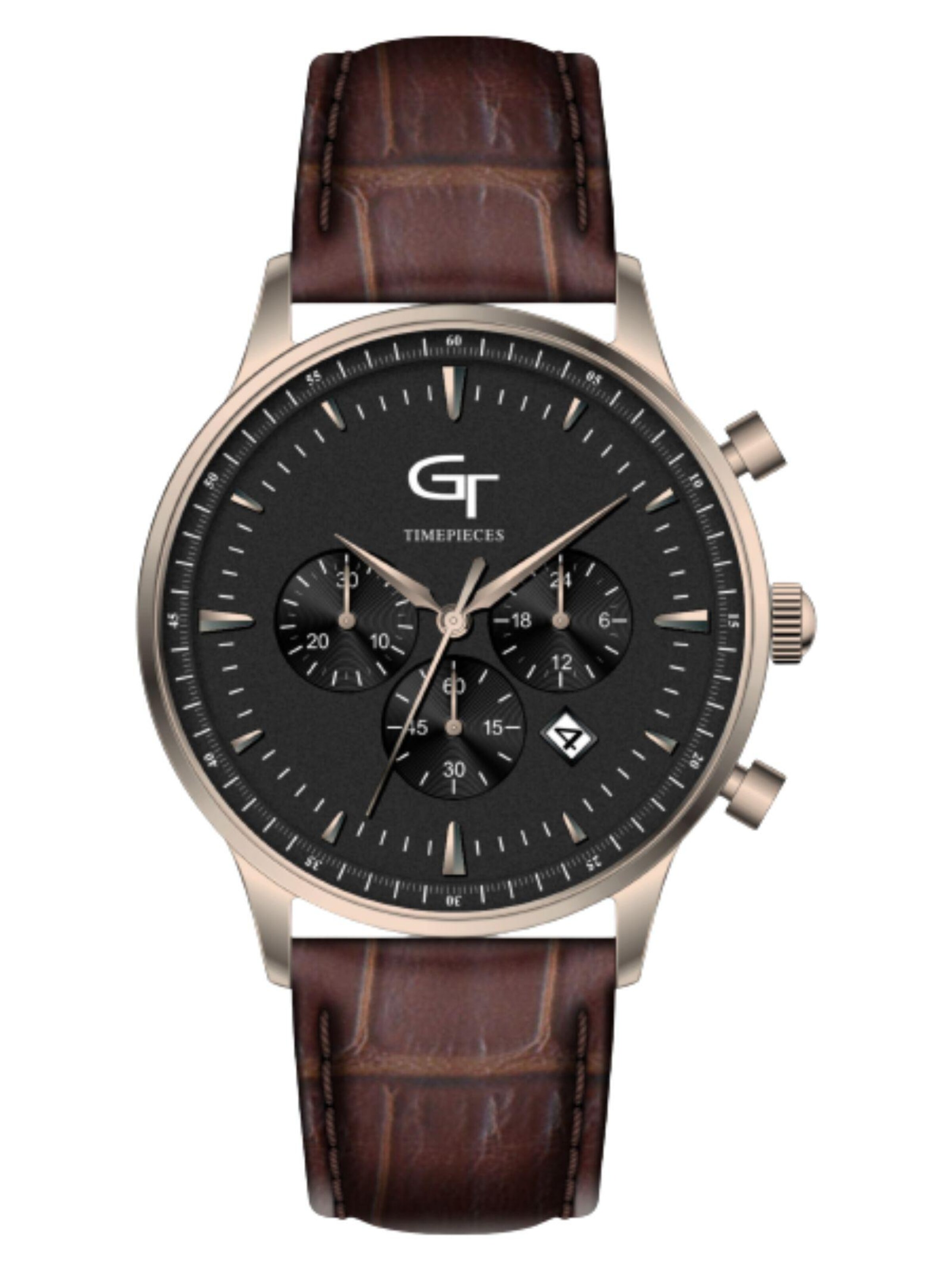 GT Collection - Reloj analógico 'SAPPHIRE-CRYSTAL' en marrón: frente