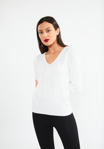 Pull-over faina en blanc : devant