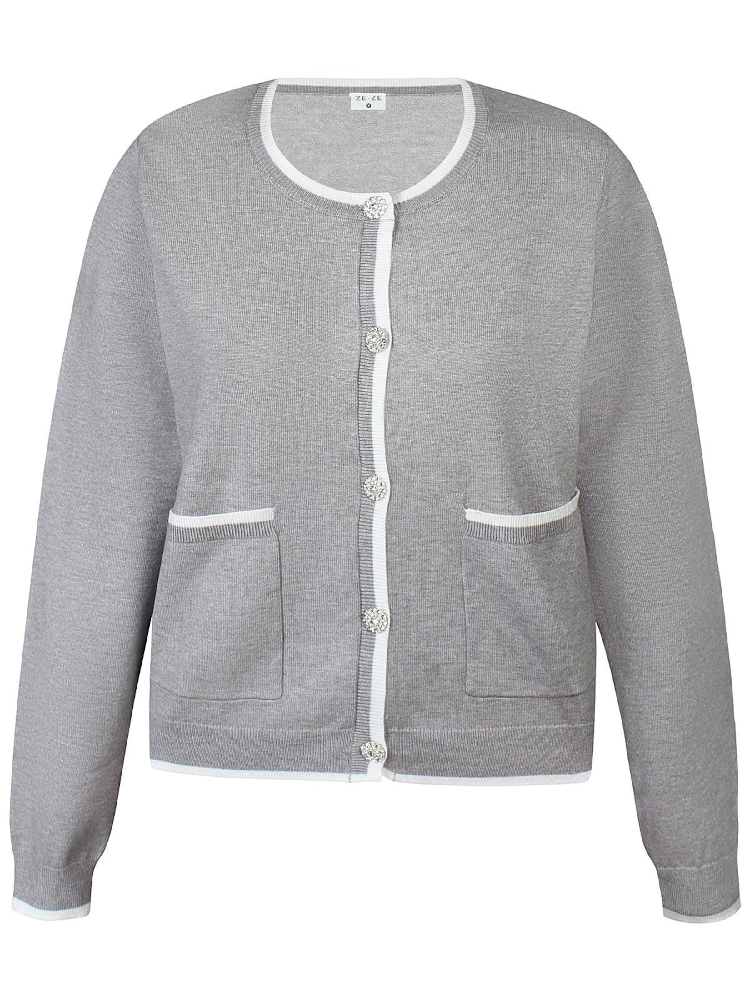 ze-ze Strickjacke 'Ciku 994' in Grau: Vorderseite