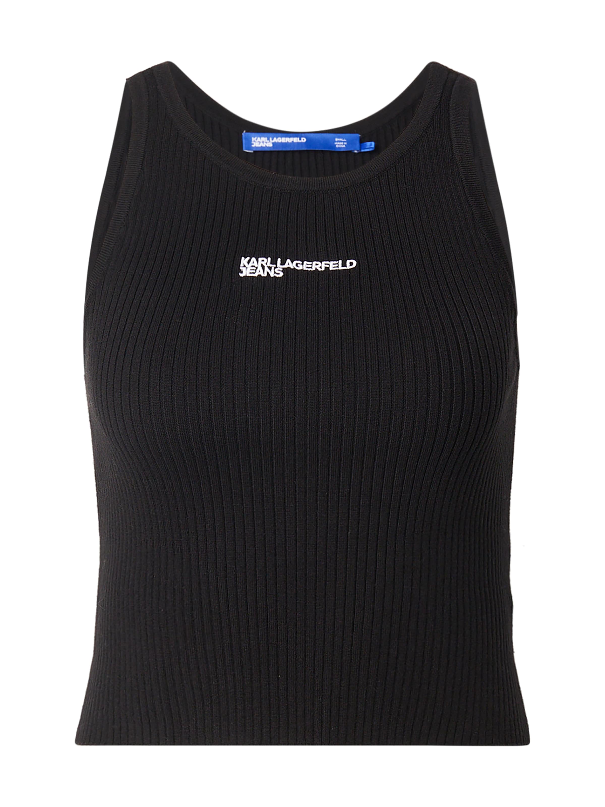 KARL LAGERFELD JEANS Плетен топ в черно: отпред