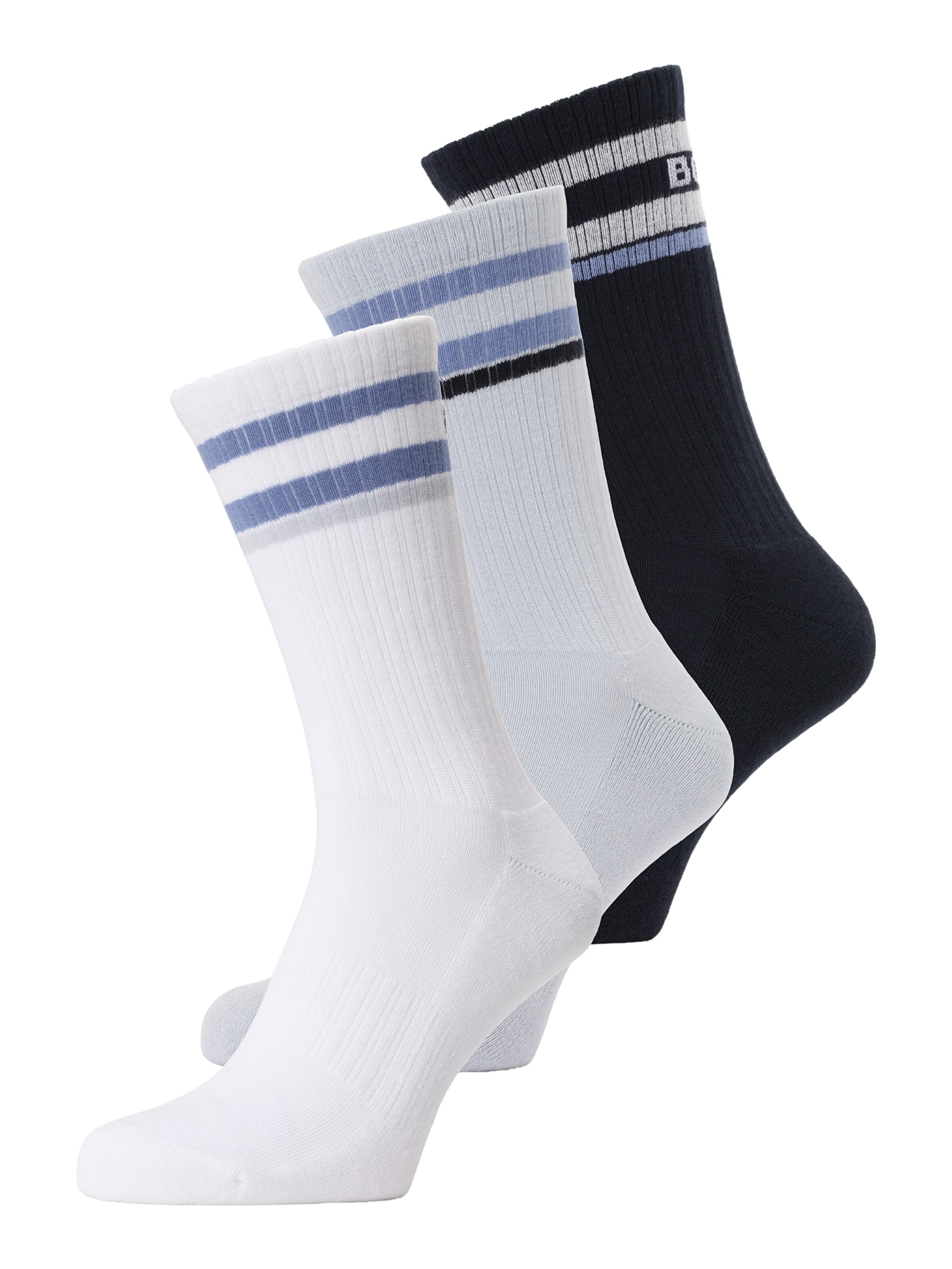 BOSS Chaussettes en marine / bleu denim / gris clair / blanc, Vue avec produit