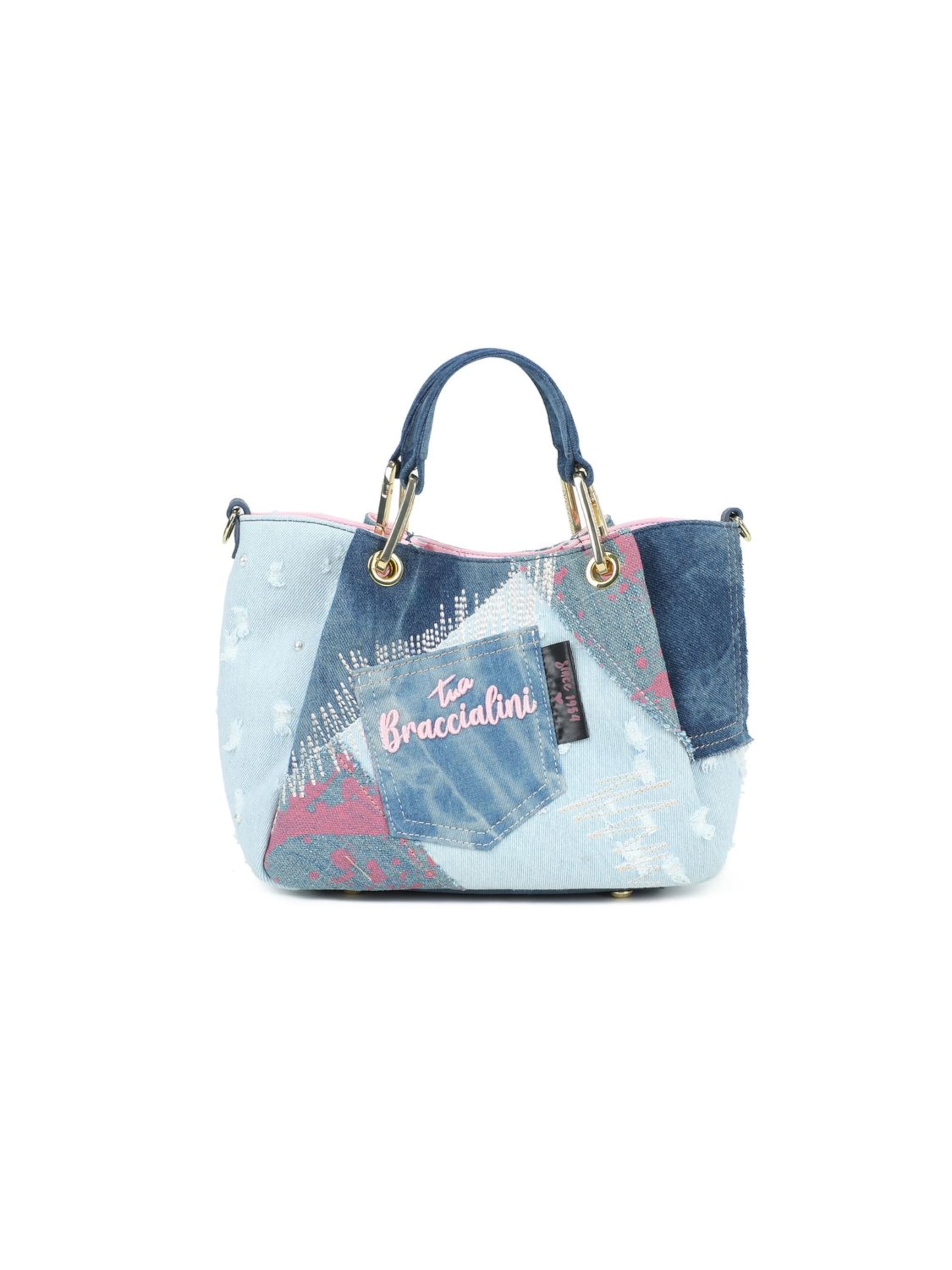 Borsa a mano 'Amy Jeans' di Braccialini in blu: frontale