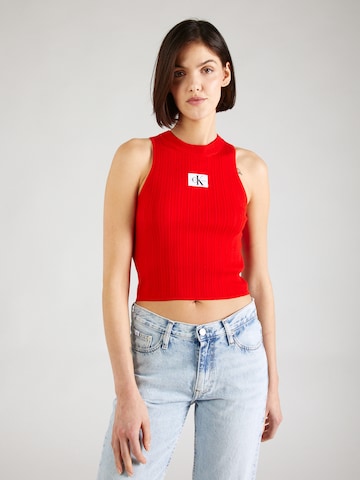 Calvin Klein Jeans Broderad topp i röd: framsida