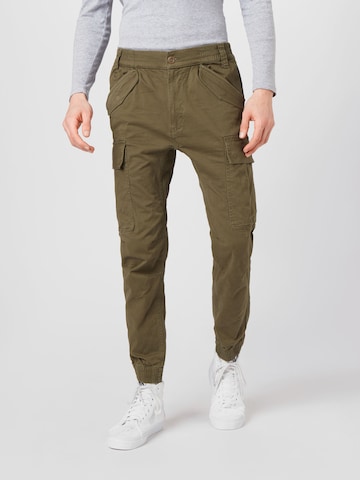 ALPHA INDUSTRIES Tapered Cargo Pants 'Airman' in Green: front