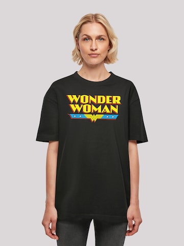 F4NT4STIC Oversized Shirt 'Wonder Woman Text Logo' in Black: front