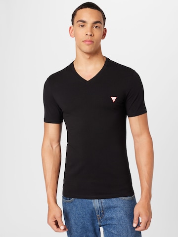 GUESS - Camiseta en negro: frente