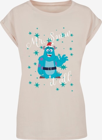 ABSOLUTE CULT T-Shirt 'Disney 100 - Sully Mr Snow It All' in Beige: predná strana