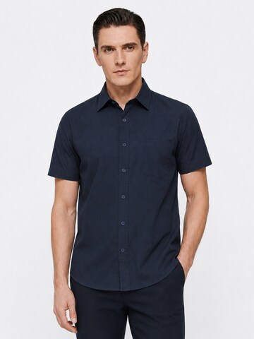 ALLTHEMEN Regular Fit Hemd 'Reine'‌‌‌‌‌‌‌ in Blau: Vorderseite