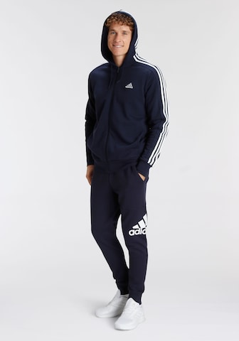 ADIDAS SPORTSWEAR Athletic Zip-Up Hoodie 'Essentials French Terry 3-Stripes ' in Blue