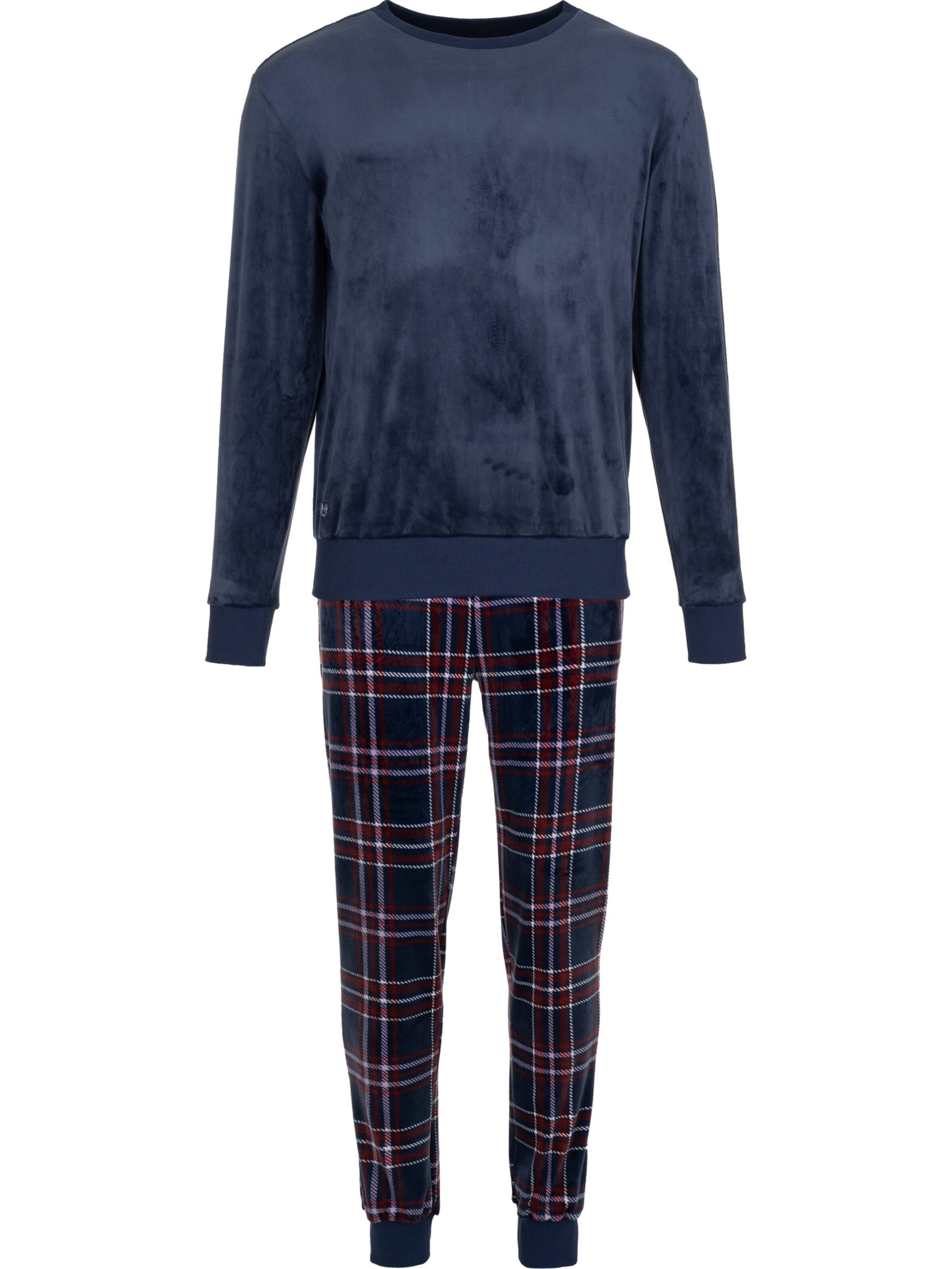 Pastunette Pyjama lang 'Northern Checks' in Blauw