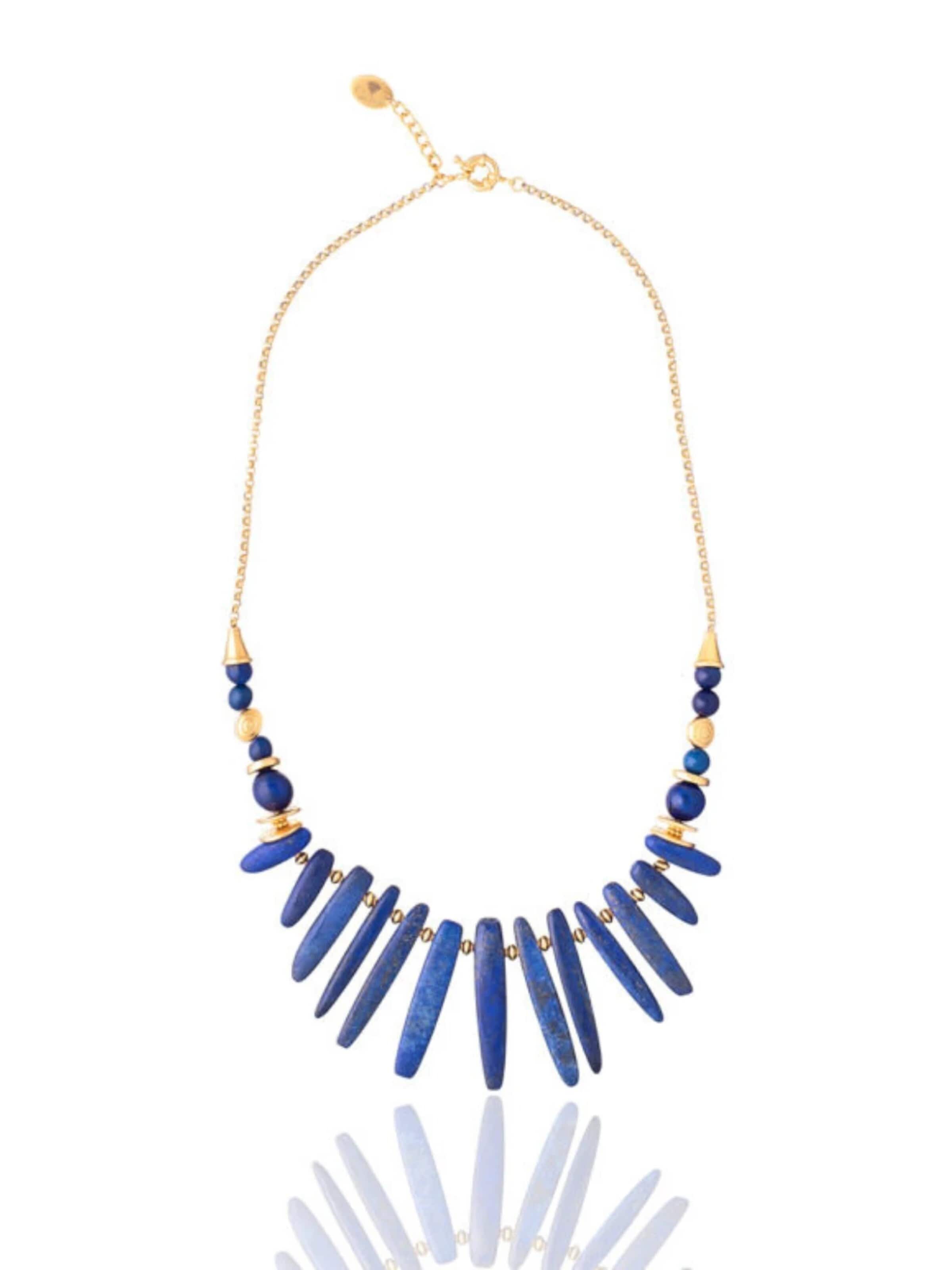 THE GEM STORIES JEWELRY Halsband 'Lapis Lazuli Sticks Necklace' i blå: framsida