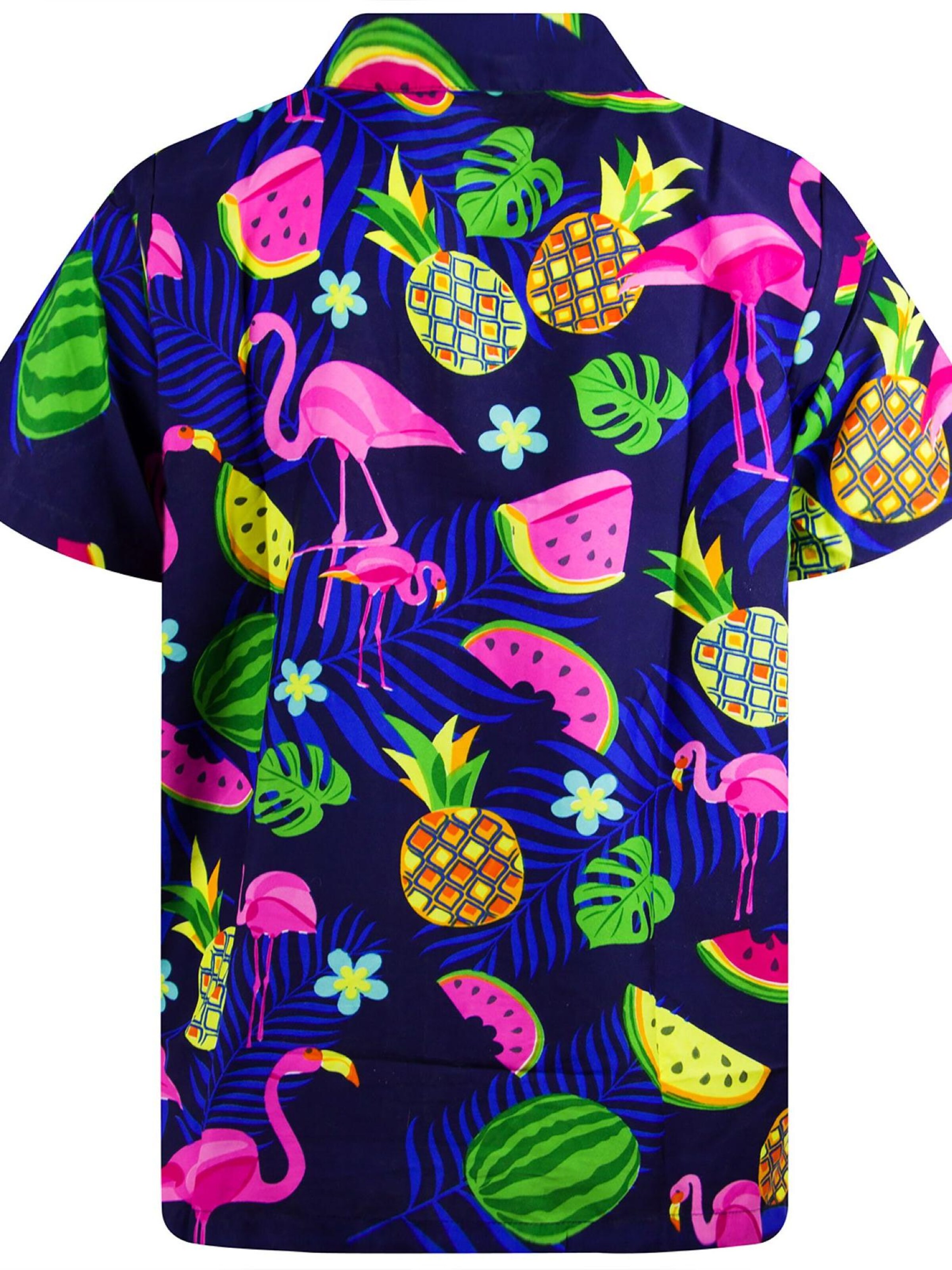 King Kameha Shirt 'Flamingo Melone'‌‌‌‌‌‌‌ in Blau