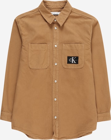 Coupe regular Chemise Calvin Klein Jeans en beige : devant