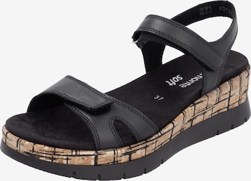 REMONTE Strap Sandals in Black: front