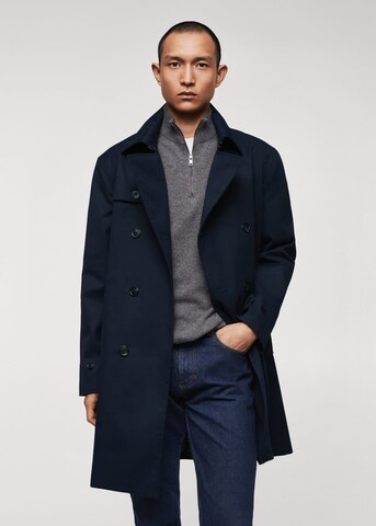 MANGO MAN Přechodný kabát – modrá: přední strana