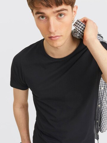 JACK & JONES T-Shirt 'JJO-Neck' in Schwarz