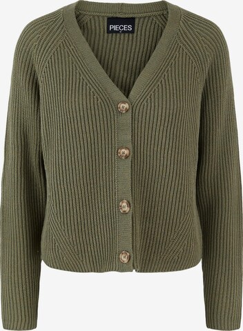 PIECES Knit Cardigan in Green: front