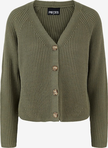 PIECES Knit Cardigan in Green: front