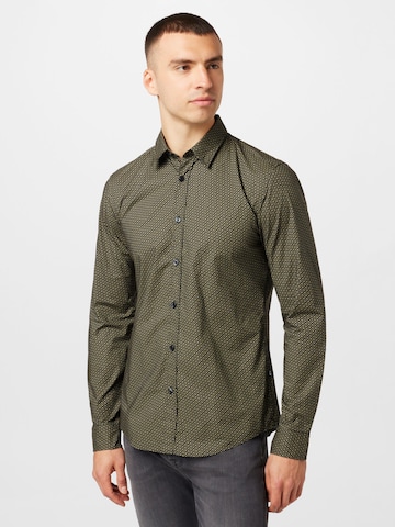 BOSS Black Regular fit Button Up Shirt 'ROAN' in Green: front