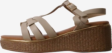 Sixth Sense Sandaal 'Sandalen mit Keilabsatz und Riemchen – Paris' in Beige: voorkant