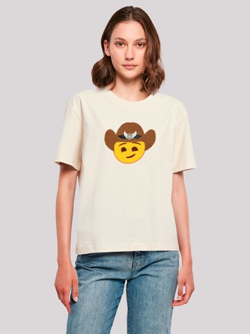T-shirt emoji couture en beige : devant