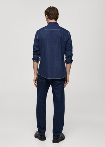 MANGO MAN Regular fit Button Up Shirt in Blue