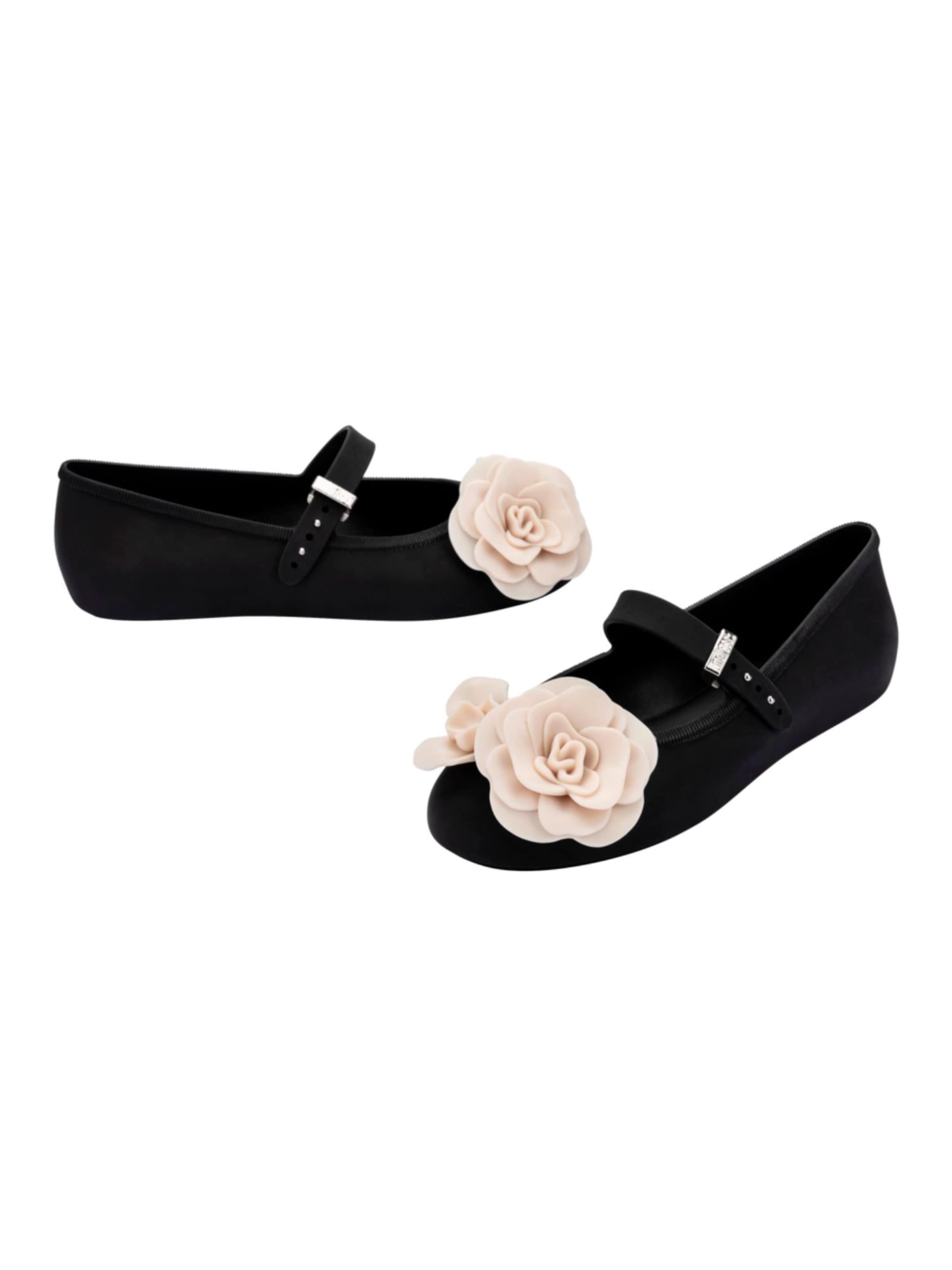 MELISSA Ballet Flats with Strap 'Soft Petals' in Black