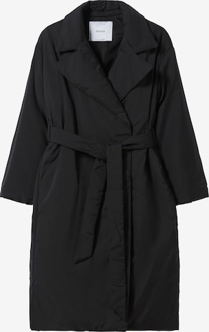 Bershka Between-Seasons Coat in Black: front