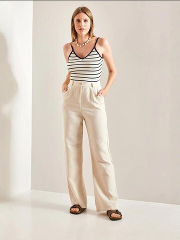 Bianco Lucci Wide Leg Hose in Beige