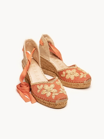 Alhamas Sandal 'Alpargata Cuña 7 cm' in Orange