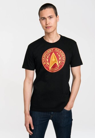 LOGOSHIRT Shirt 'Star-Trek' in Zwart: voorkant