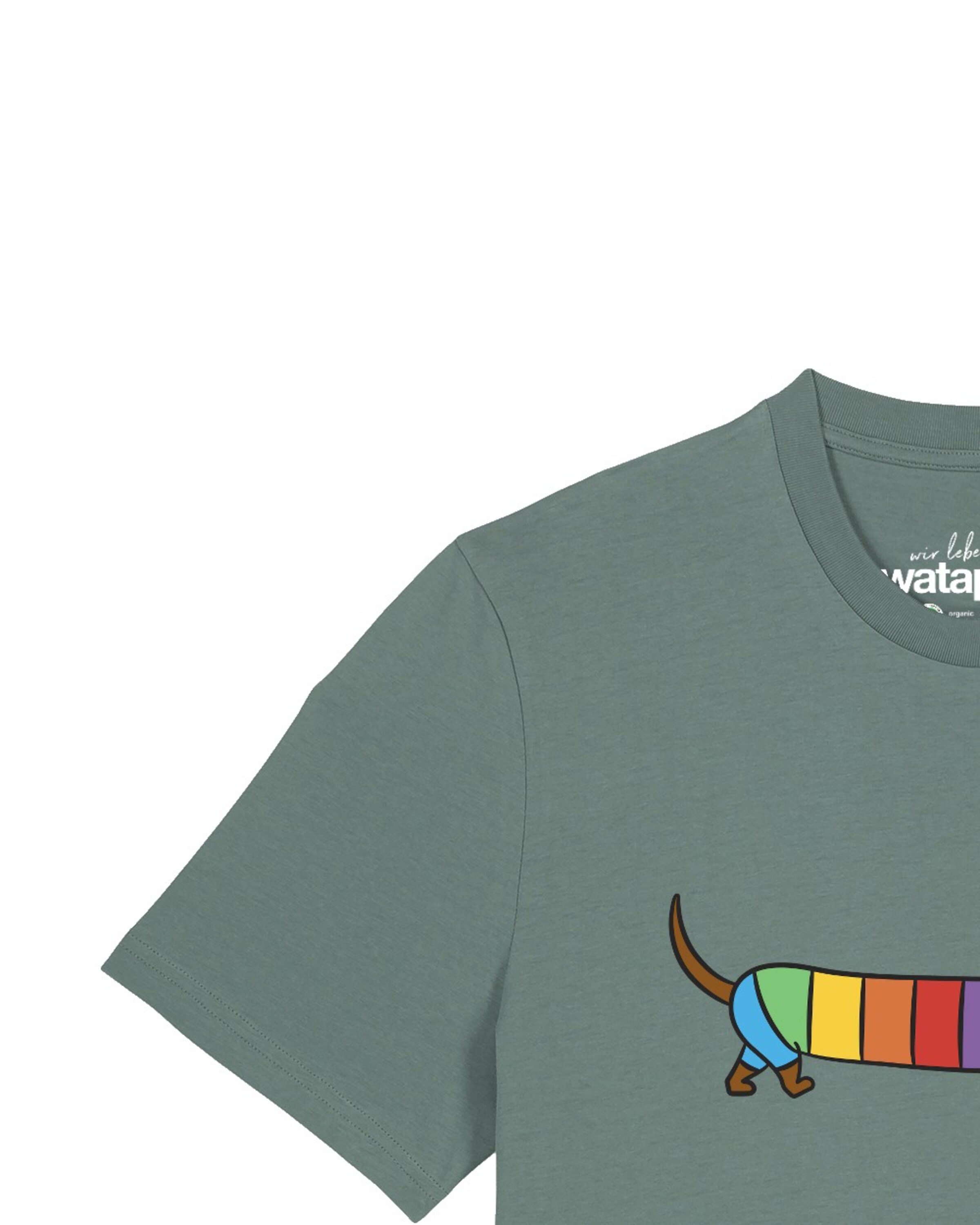 Watapparel Shirt 'Regenbogen Dackel' in Green