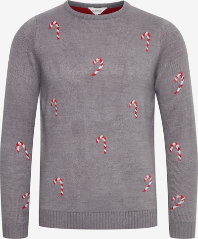 Oxmo Sweater 'Christel' in L in Mottled grey / Cherry red / White, Item view