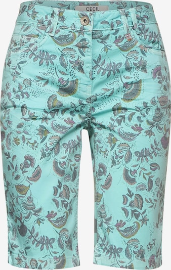 CECIL Pantalon en bleu fumé / menthe / roseau / violet clair, Vue avec produit