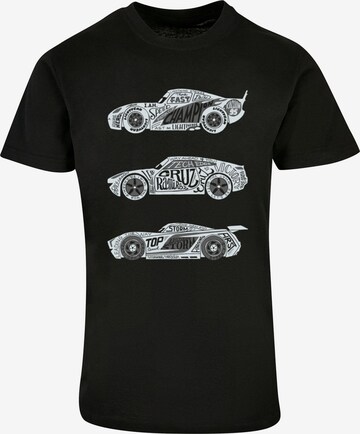 ABSOLUTE CULT Shirt 'Cars - Text Racers' in Zwart: voorkant