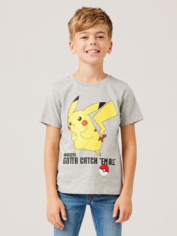 NAME IT Shirt 'Nikhil Pokemon' in Grey: front