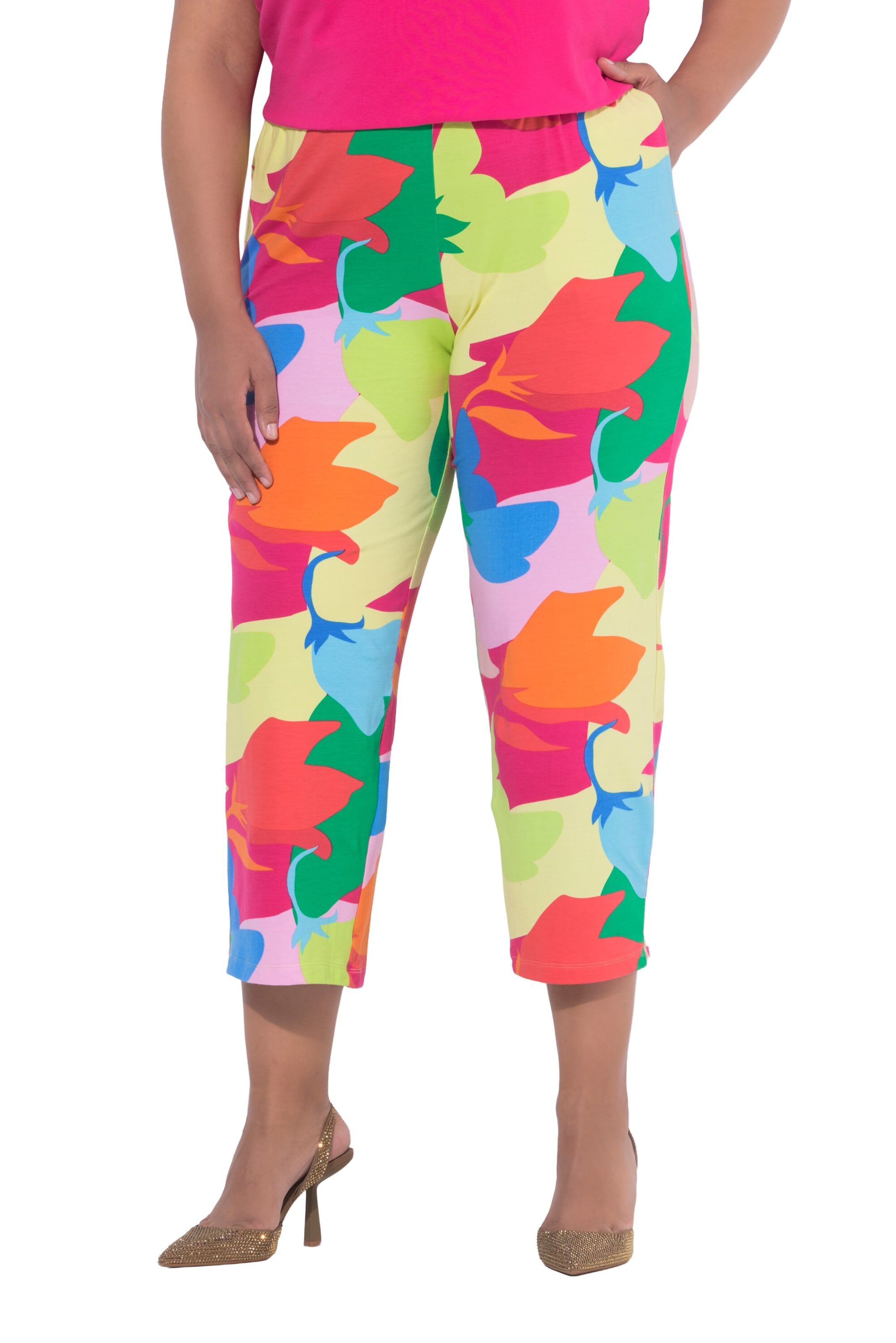 Ulla Popken Regular Trousers in Pink: front