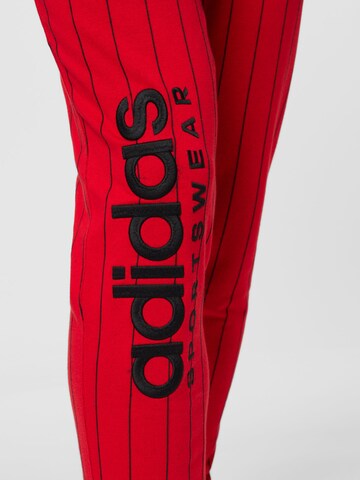 ADIDAS SPORTSWEAR Slim fit Workout Pants 'Pinstripe Fleece' in Red