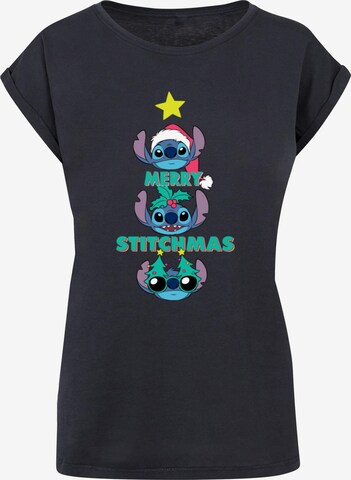 ABSOLUTE CULT T-Shirt 'Lilo And Stitch - Merry Stitchmas' in Blau: predná strana